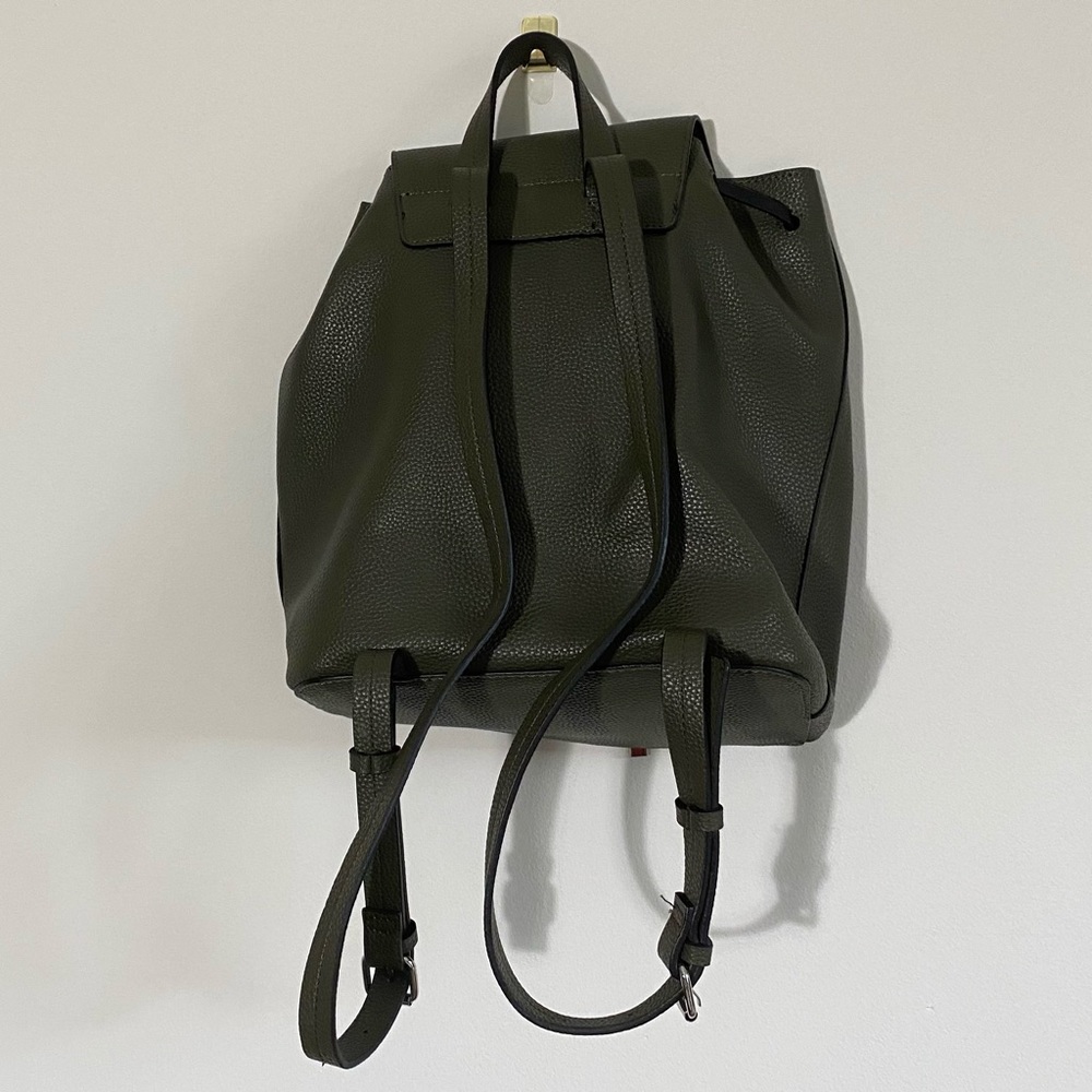 ZARA Khaki Faux Leather Backpack w/ Front Pockets - Picture 4 of 6